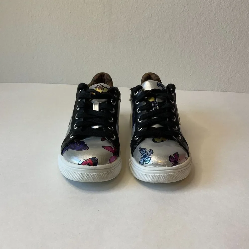 Steve Madden JWINGS Sneakers Silver Multicolor Girls Size 13 Glitter‎ Butterfly
